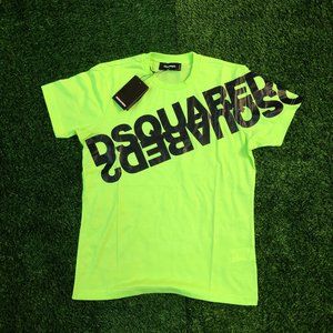 Dsquared Men Black Printed Neon Green T-Shirt